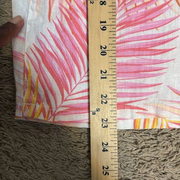 Tahari Multicolor Print Wide Leg Linen Pants size M Resortwear Cruise Vacation - Picture 8 of 9